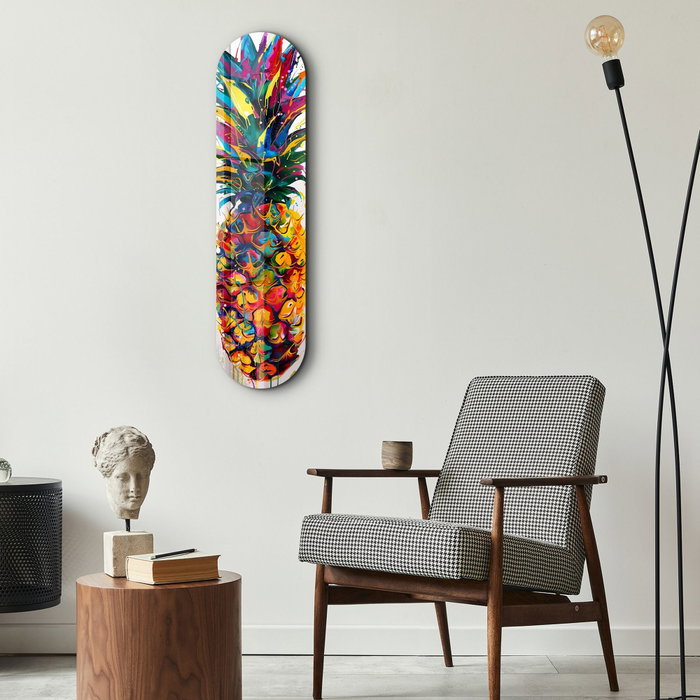 Wallity Watercolor Ananas Pintura Decorativa de Vidrio Templado Multicolor